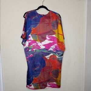 Tory Burch Silk Colorful Abstract Dress Cutout Sleeves